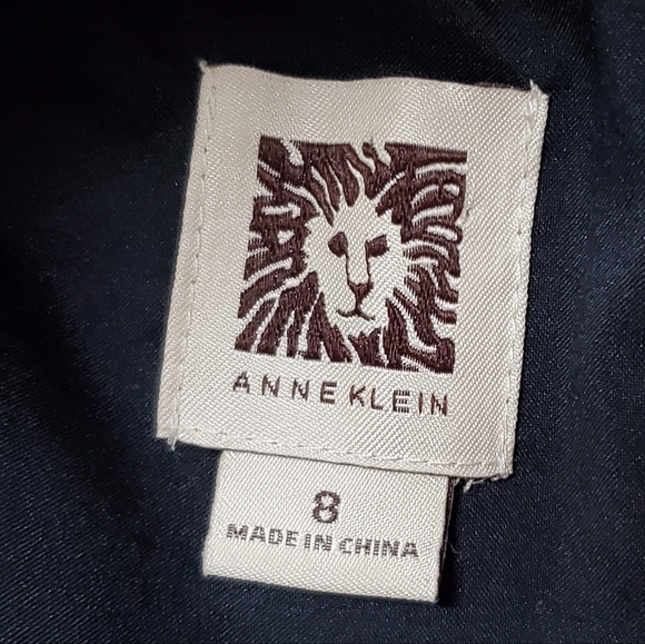 ANNE Klein Navy Blue Sleeveless Fit & Flare Lazer Cut Natural Waist Midi Dress - Picture 11 of 12